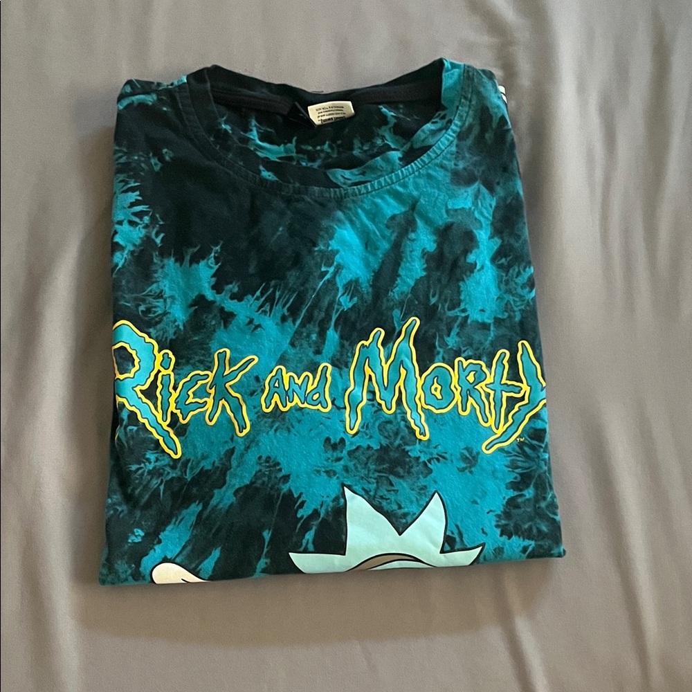 Rick and Morty Adult Swim cartoon ROMWE Blue and Black Graphic Tee